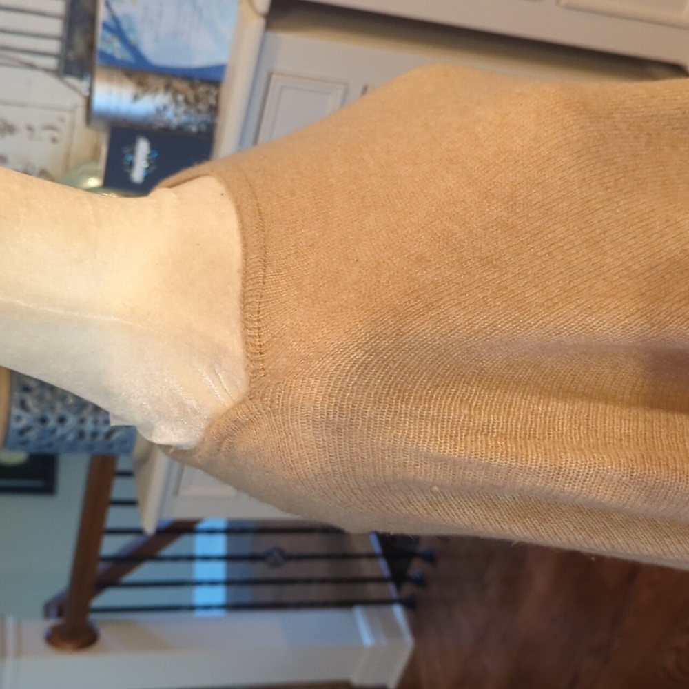 J. Crew Tan Cashmere-blend popover Boatneck Soft Striped poncho OS - Picture 6 of 9